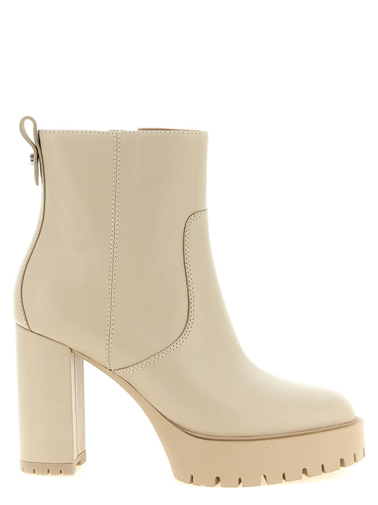 Platform Ankle Boots by PINKO for women in bos taurus cowhide leather ivory & white features an effortless chic silhouette from the Love Birds Women's Bos Taurus Cowhide Leather Platform Ankle Boots collection, showcasing a effortless chic platform and refined for an effortless chic look.