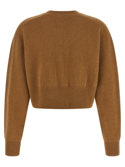 Cardigan by Elisabetta Franchi for women in polyamide & cashmere brown presents a textural silhouette, artfully finished with a textural and for a sophisticated, textural look.