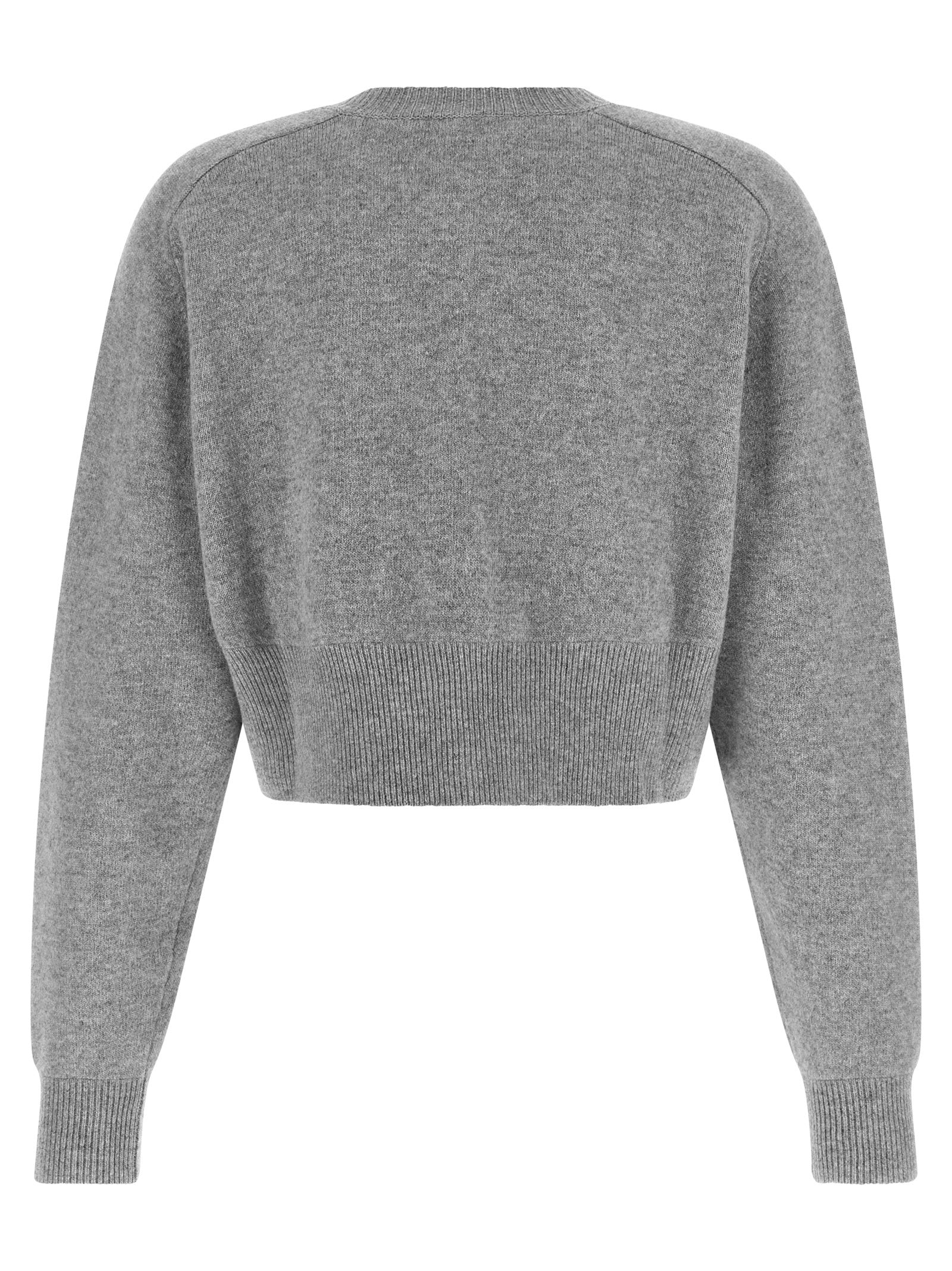 Cardigan by Elisabetta Franchi for women in polyamide & cashmere gray & signature showcases a luxurious silhouette, meticulously detailed with a sophisticated round neckline and for a refined finish.