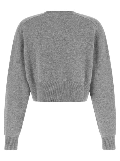 Cardigan by Elisabetta Franchi for women in polyamide & cashmere gray & signature showcases a luxurious silhouette, meticulously detailed with a sophisticated round neckline and for a refined finish.