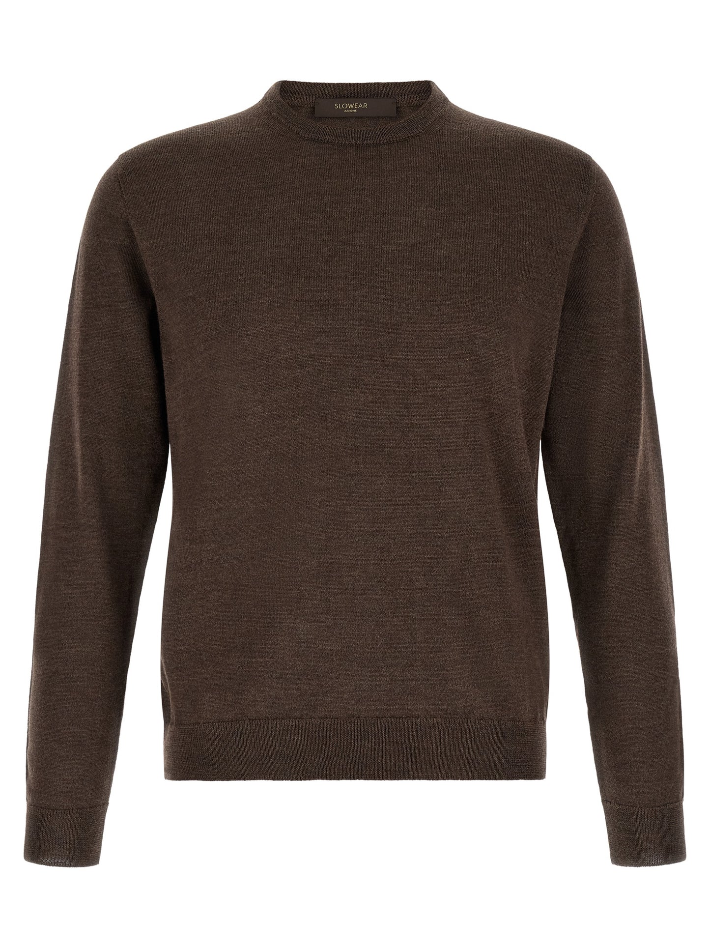 Cardigan by ZANONE for men in virgin wool brown presents a textural silhouette, artfully finished with a textural crew neckline and for a sophisticated, textural look.