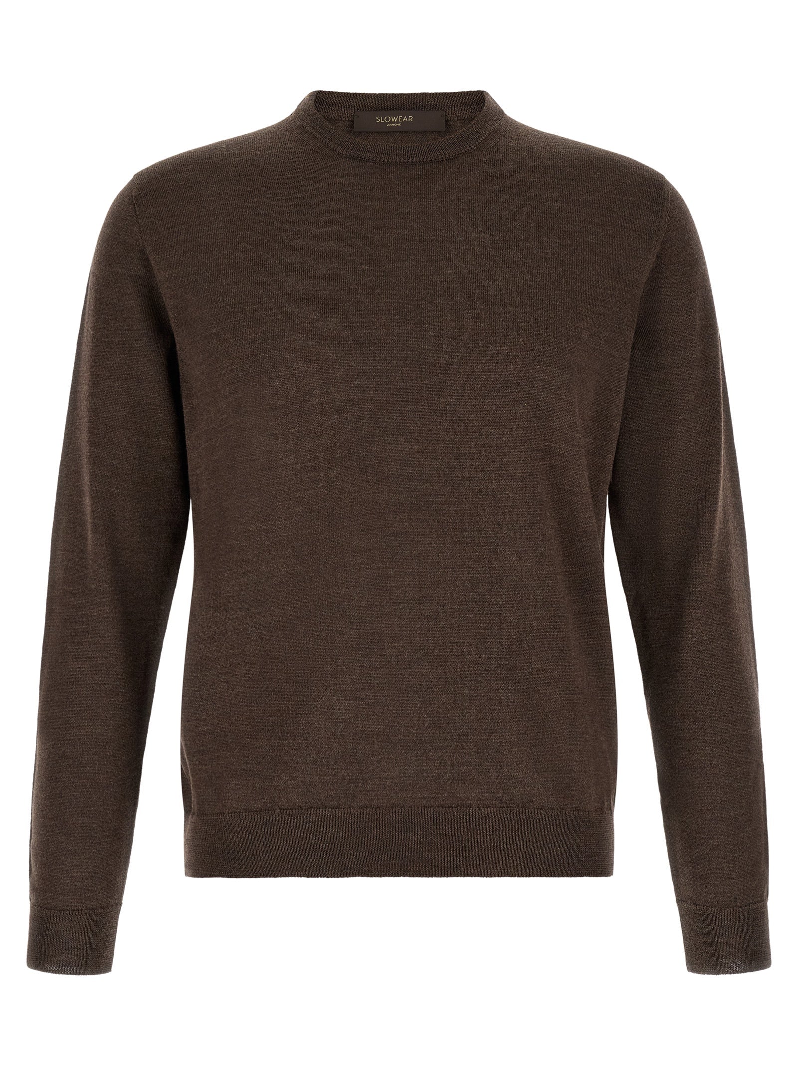 Cardigan by ZANONE for men in virgin wool brown presents a textural silhouette, artfully finished with a textural crew neckline and for a sophisticated, textural look.