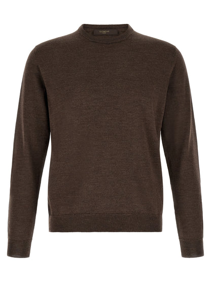 Cardigan by ZANONE for men in virgin wool brown presents a textural silhouette, artfully finished with a textural crew neckline and for a sophisticated, textural look.