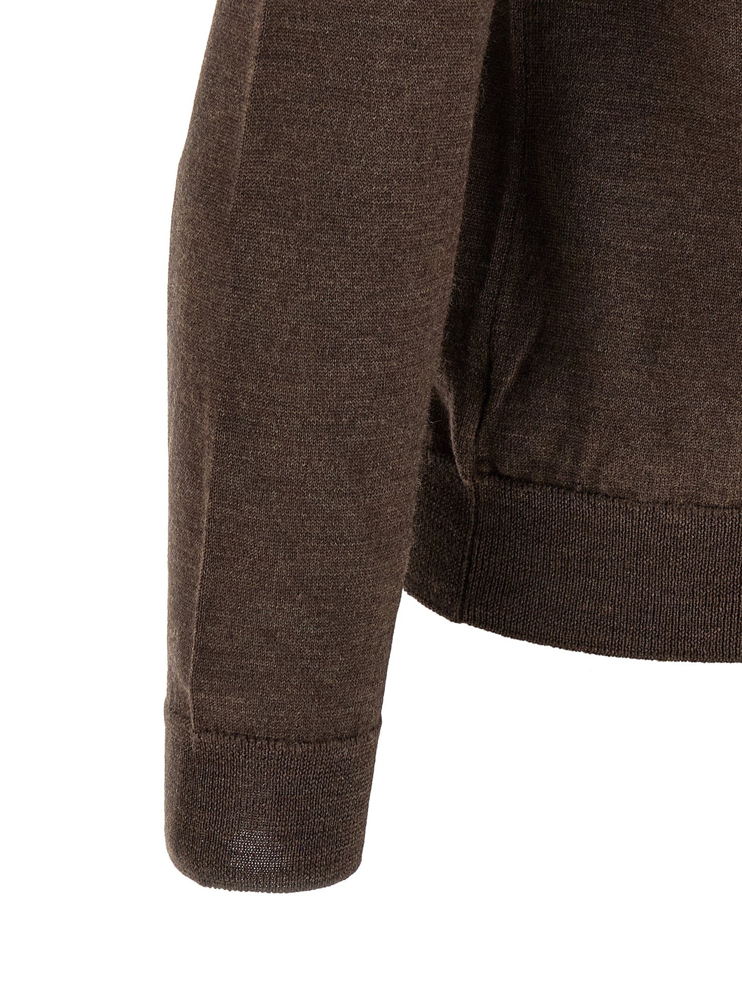 Cardigan by ZANONE for men in virgin wool brown features a dramatic silhouette, showcasing a sophisticated and dramatic detail for a timeless, premium look.