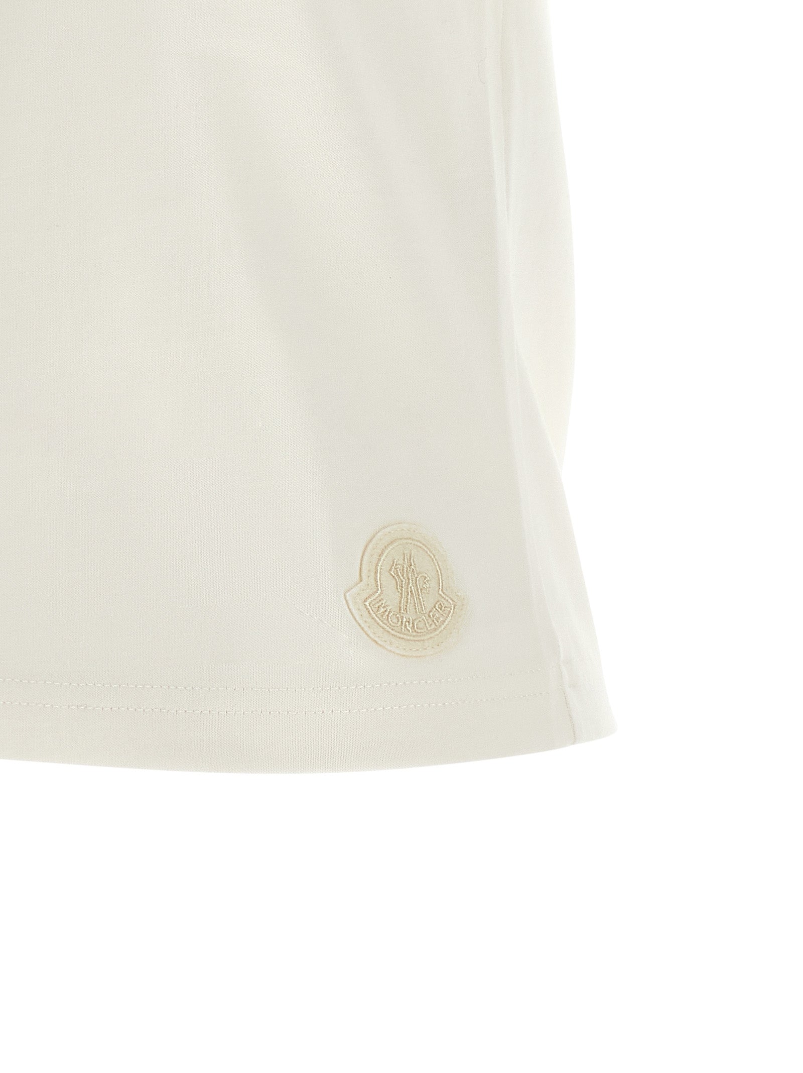 T-Shirt by Moncler for women in cotton black, cream, white & print showcases a unassuming silhouette, artfully detailed with a refined and unassuming for a sophisticated, contemporary look.
