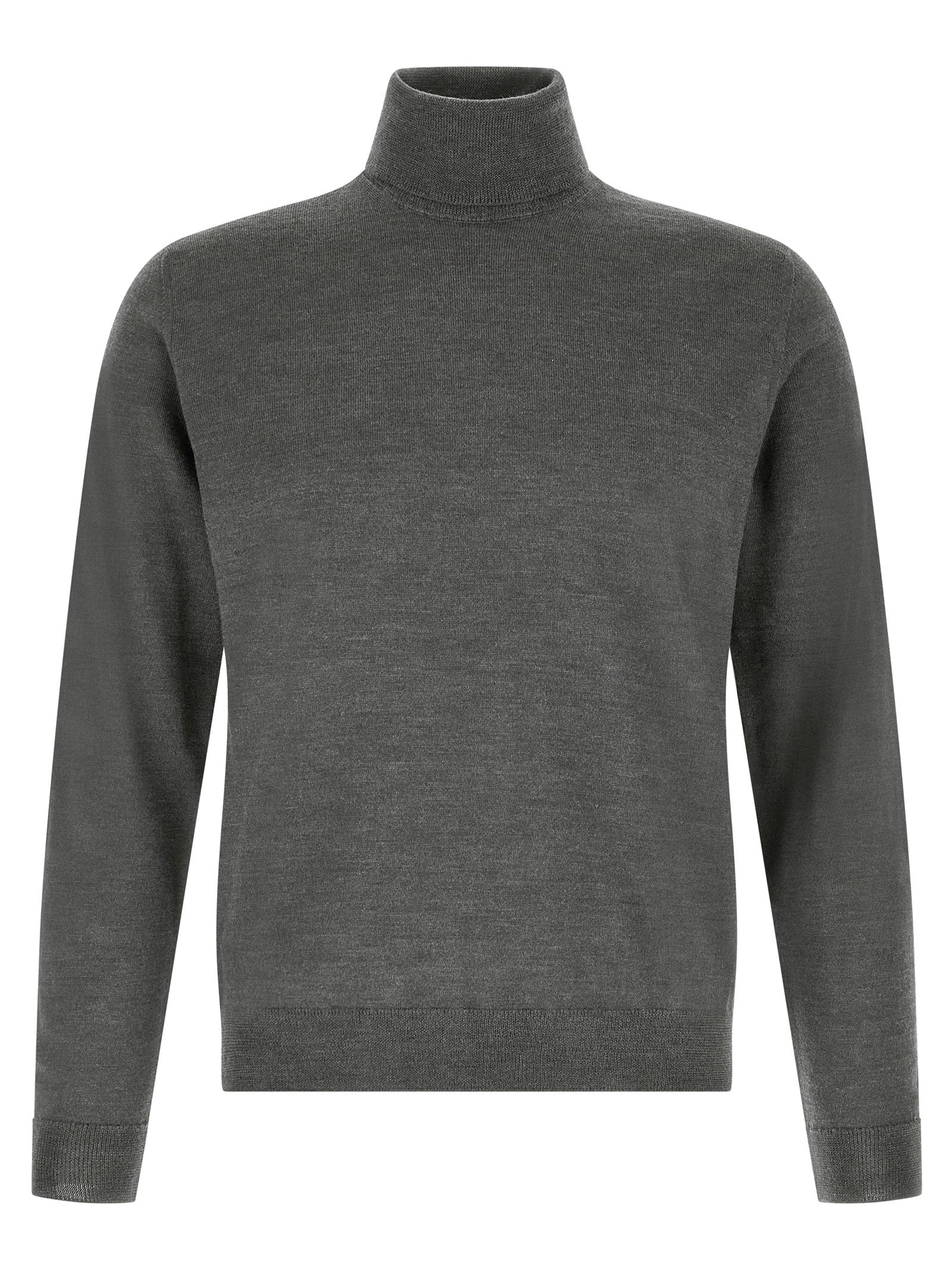 Cardigan by ZANONE for men in virgin wool gray features an impeccable silhouette, showcasing a sophisticated turtle high-neck neckline and detail for a truly impeccable finish.