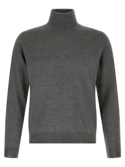 Cardigan by ZANONE for men in virgin wool gray features an impeccable silhouette, showcasing a sophisticated turtle high-neck neckline and detail for a truly impeccable finish.