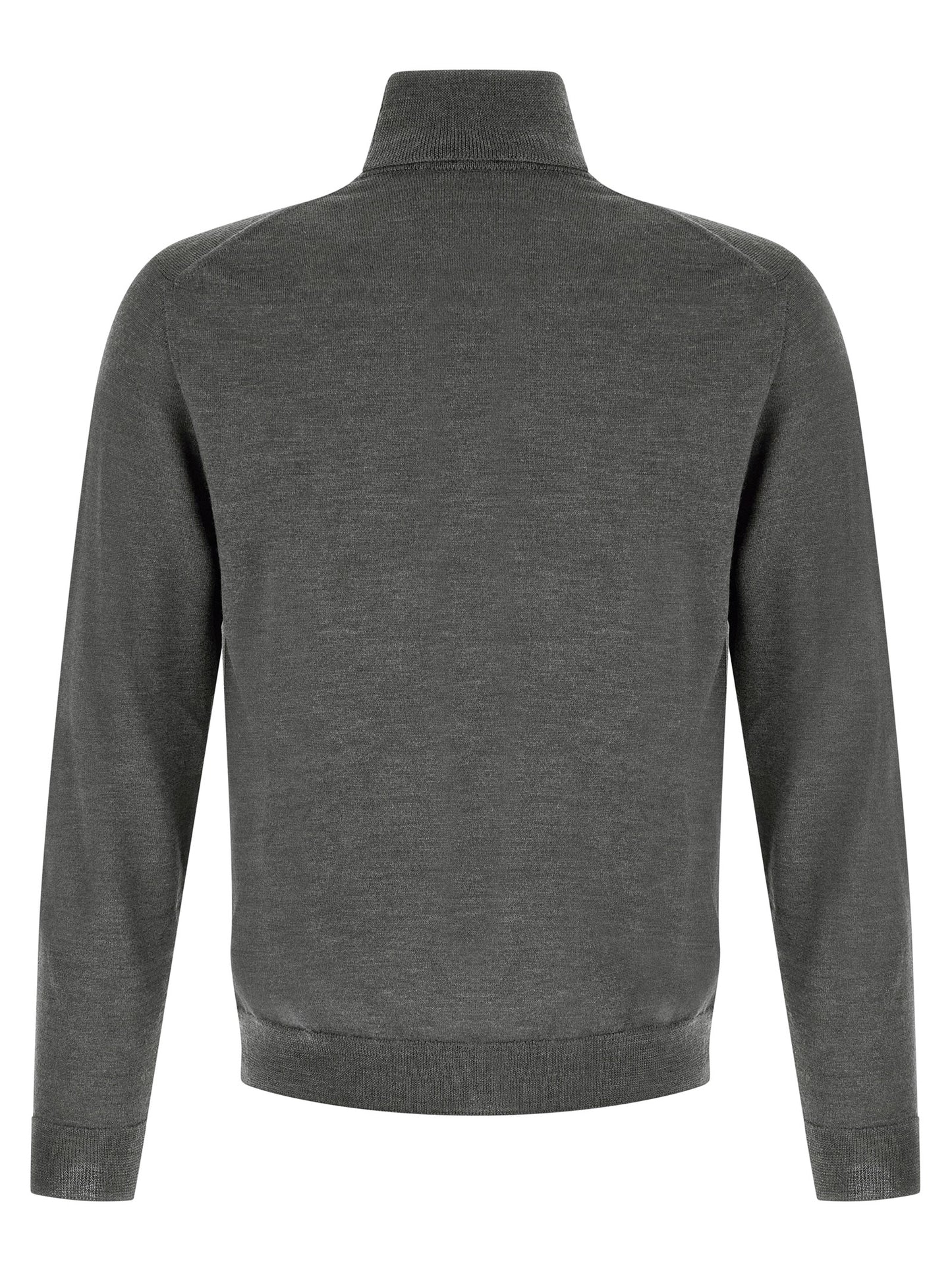 Cardigan by ZANONE for men in virgin wool gray features an crisp silhouette, showcasing a sophisticated turtle high-neck neckline and detail for a truly crisp finish.