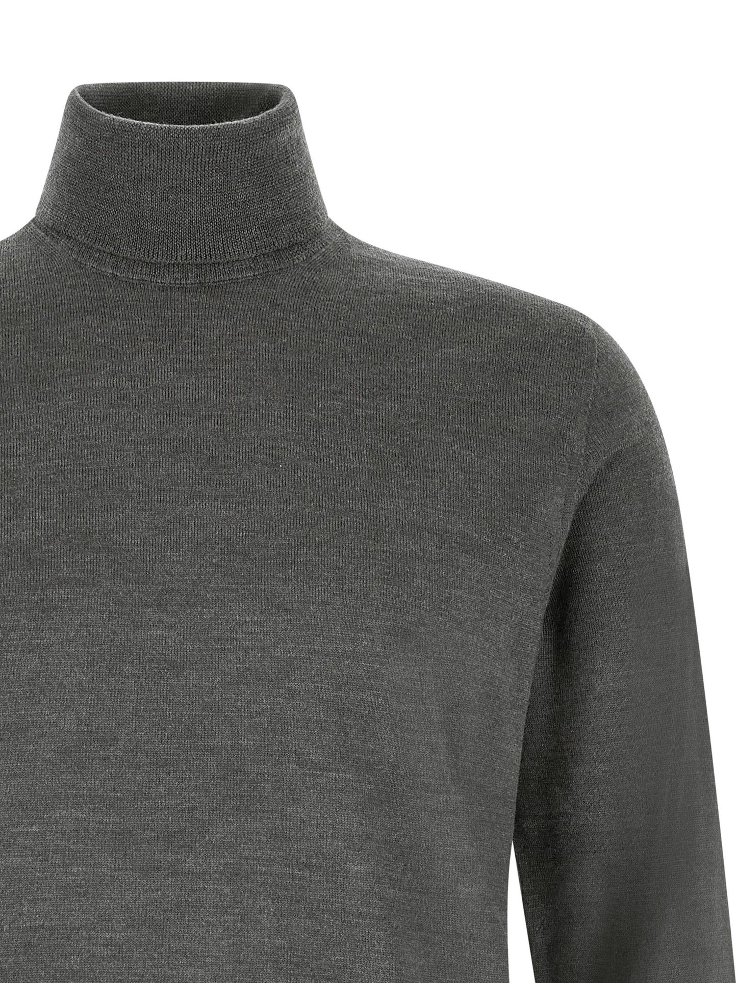Cardigan by ZANONE for men in virgin wool gray presents a textural silhouette, artfully finished with a textural turtle high-neck neckline and for a sophisticated, textural look.