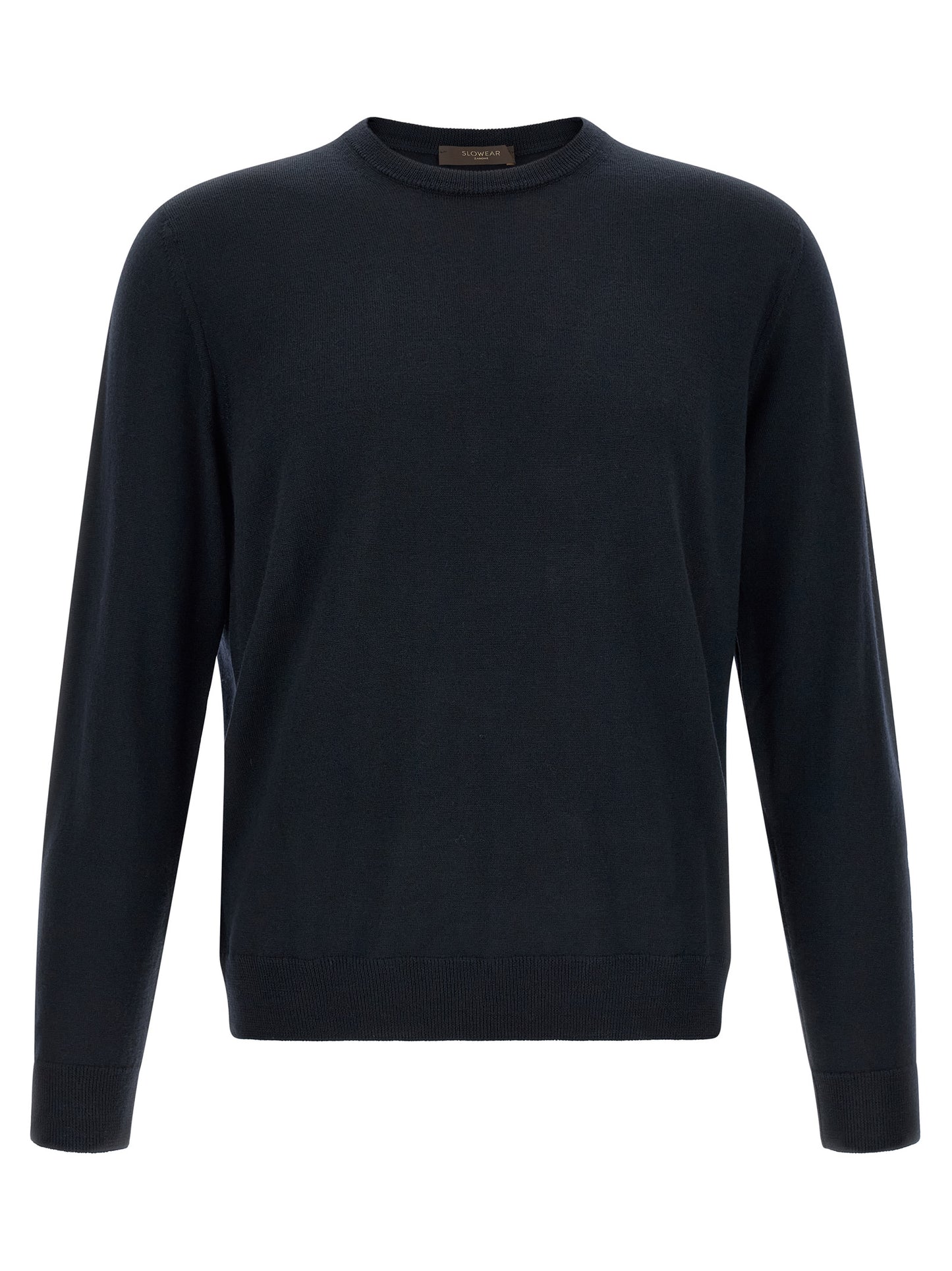Cardigan by ZANONE for men in virgin wool navy showcases a luxurious silhouette, meticulously detailed with a sophisticated crew neckline and for a refined finish.