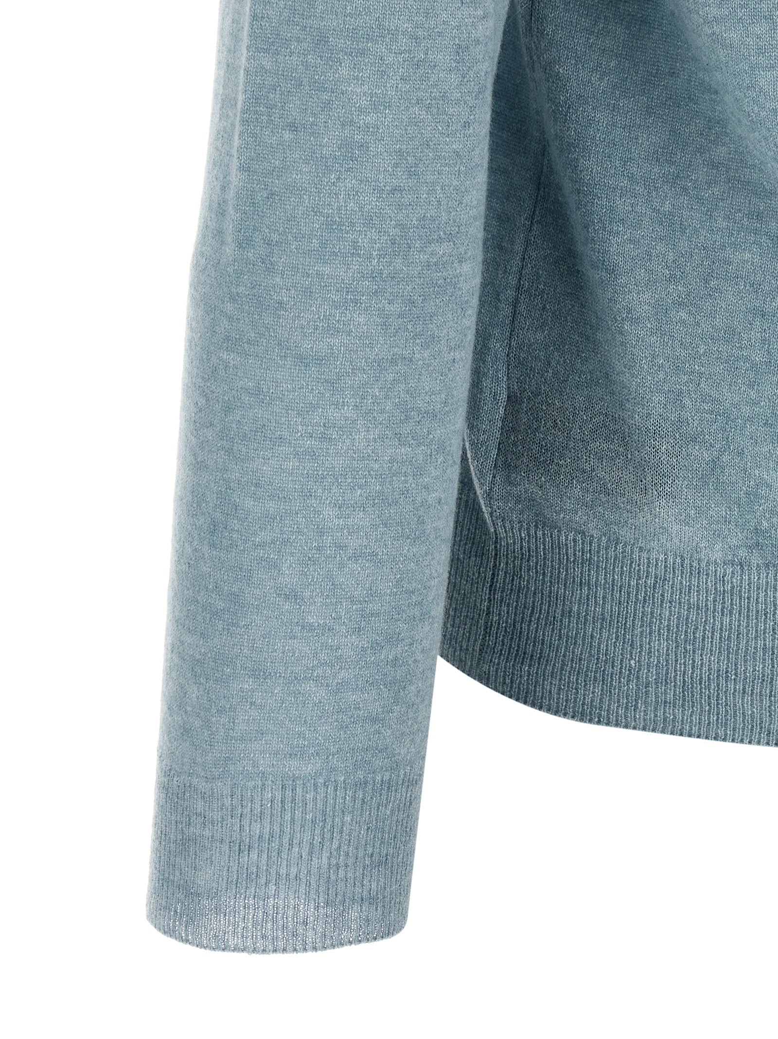 Cardigan by ZANONE for men in cashmere & polyamide light-blue features a dramatic silhouette, showcasing a sophisticated and dramatic detail for a timeless, premium look.