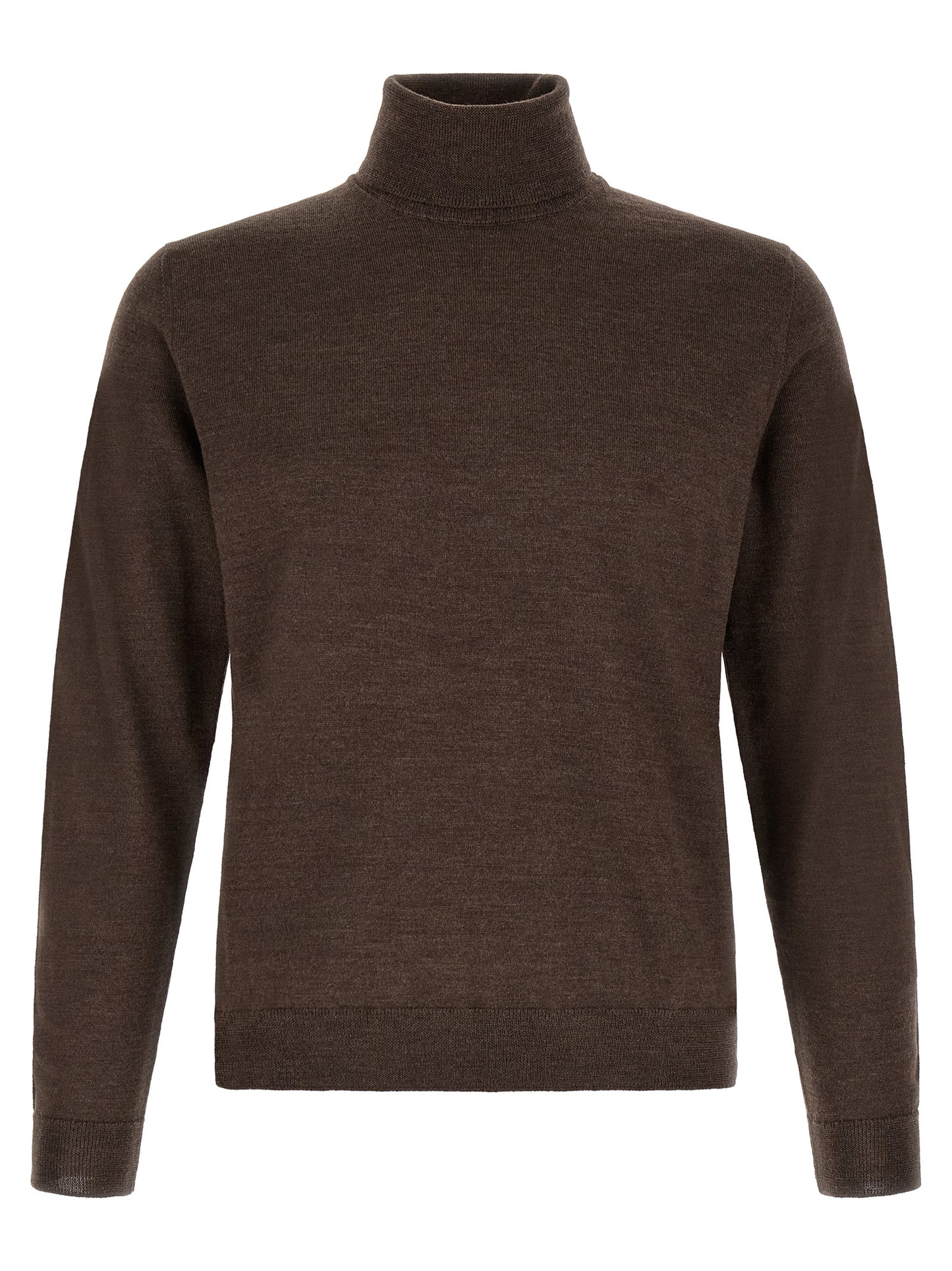 Cardigan by ZANONE for men in virgin wool brown & patterned features an impeccable silhouette, showcasing a sophisticated turtle high-neck neckline and detail for a truly impeccable finish.
