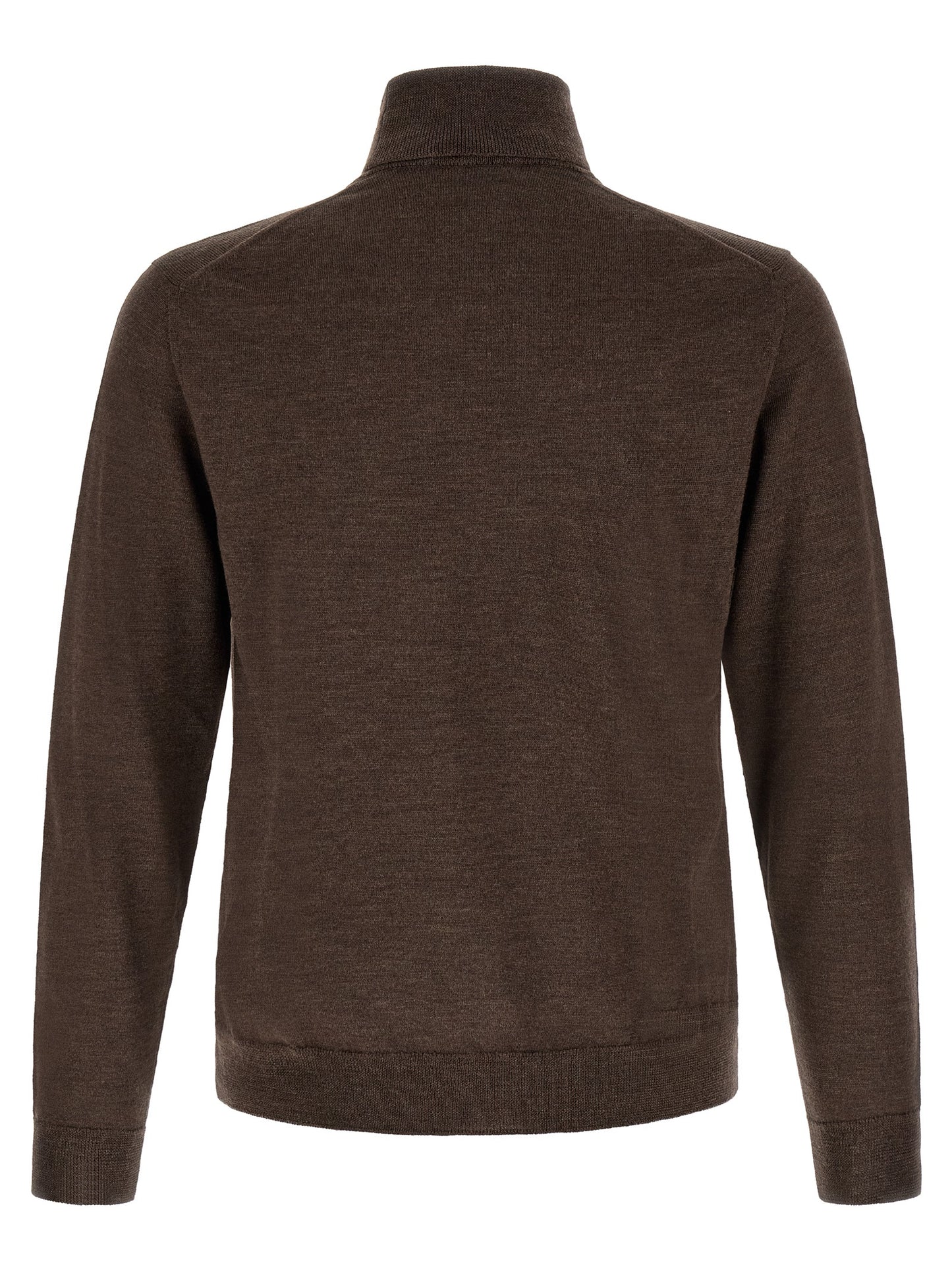 Cardigan by ZANONE for men in virgin wool brown & patterned features an crisp silhouette, showcasing a sophisticated turtle high-neck neckline and detail for a truly crisp finish.