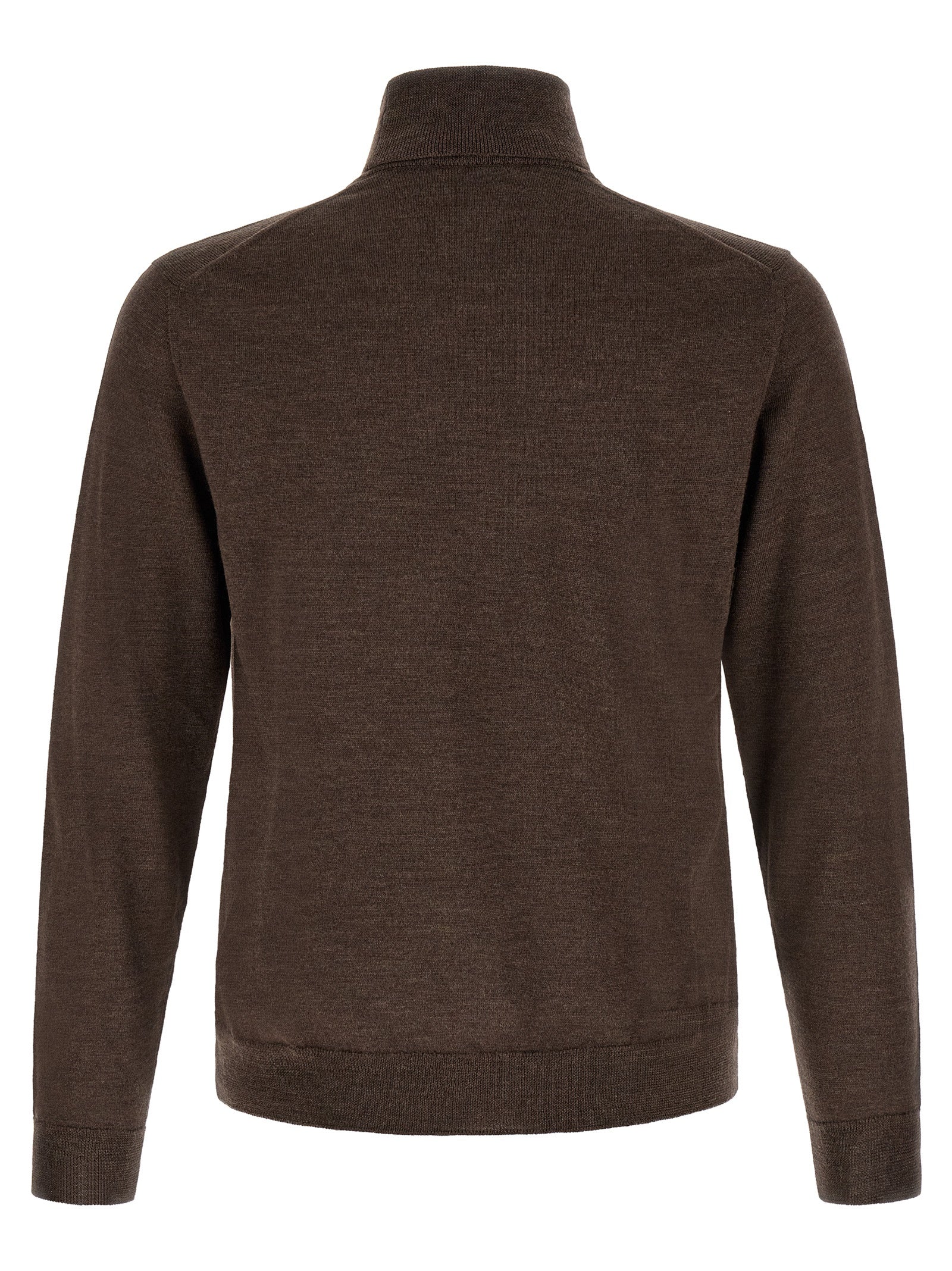 Cardigan by ZANONE for men in virgin wool brown & patterned features an crisp silhouette, showcasing a sophisticated turtle high-neck neckline and detail for a truly crisp finish.