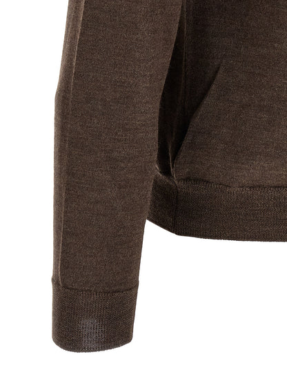Cardigan by ZANONE for men in virgin wool brown & patterned presents a textural silhouette, artfully finished with a textural and for a sophisticated, textural look.