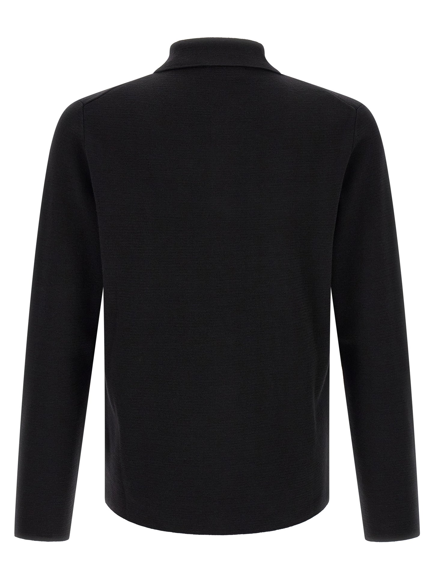 Cardigan by ZANONE for men in virgin wool black presents a textural silhouette, artfully finished with a textural and for a sophisticated, textural look.