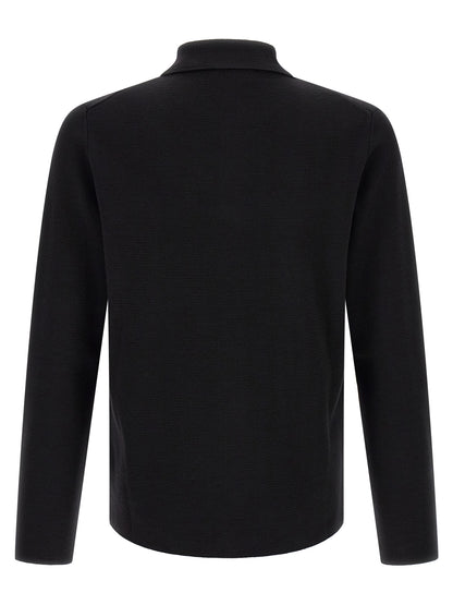 Cardigan by ZANONE for men in virgin wool black presents a textural silhouette, artfully finished with a textural and for a sophisticated, textural look.