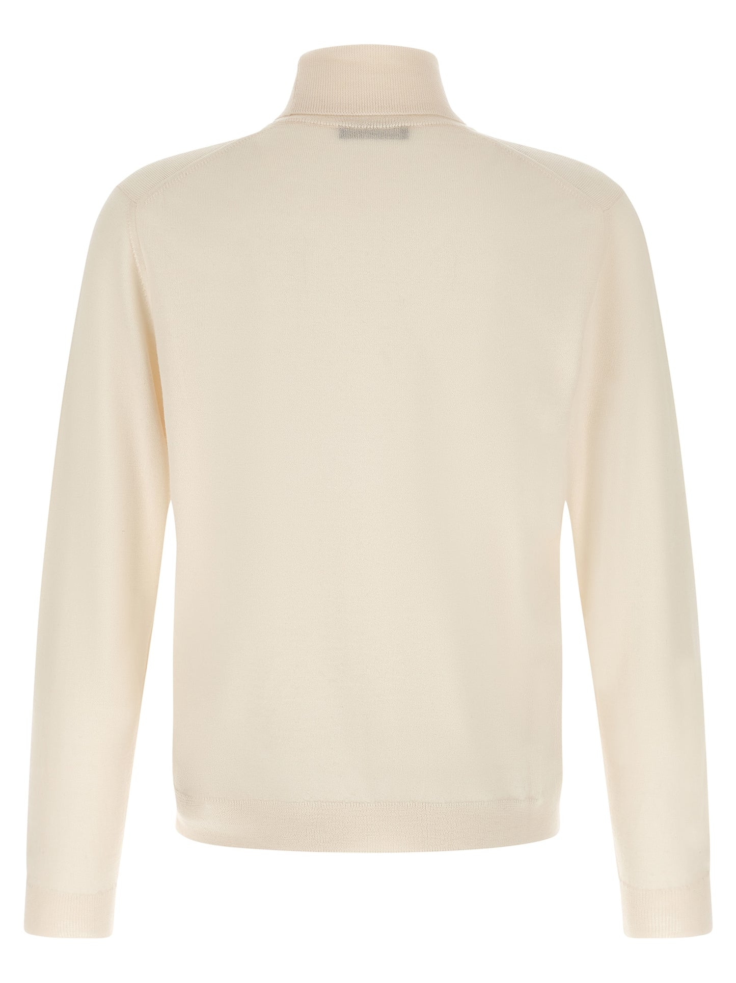 Cardigan by ZANONE for men in virgin wool cream & white presents a textural silhouette, artfully finished with a textural turtle high-neck neckline and for a sophisticated, textural look.