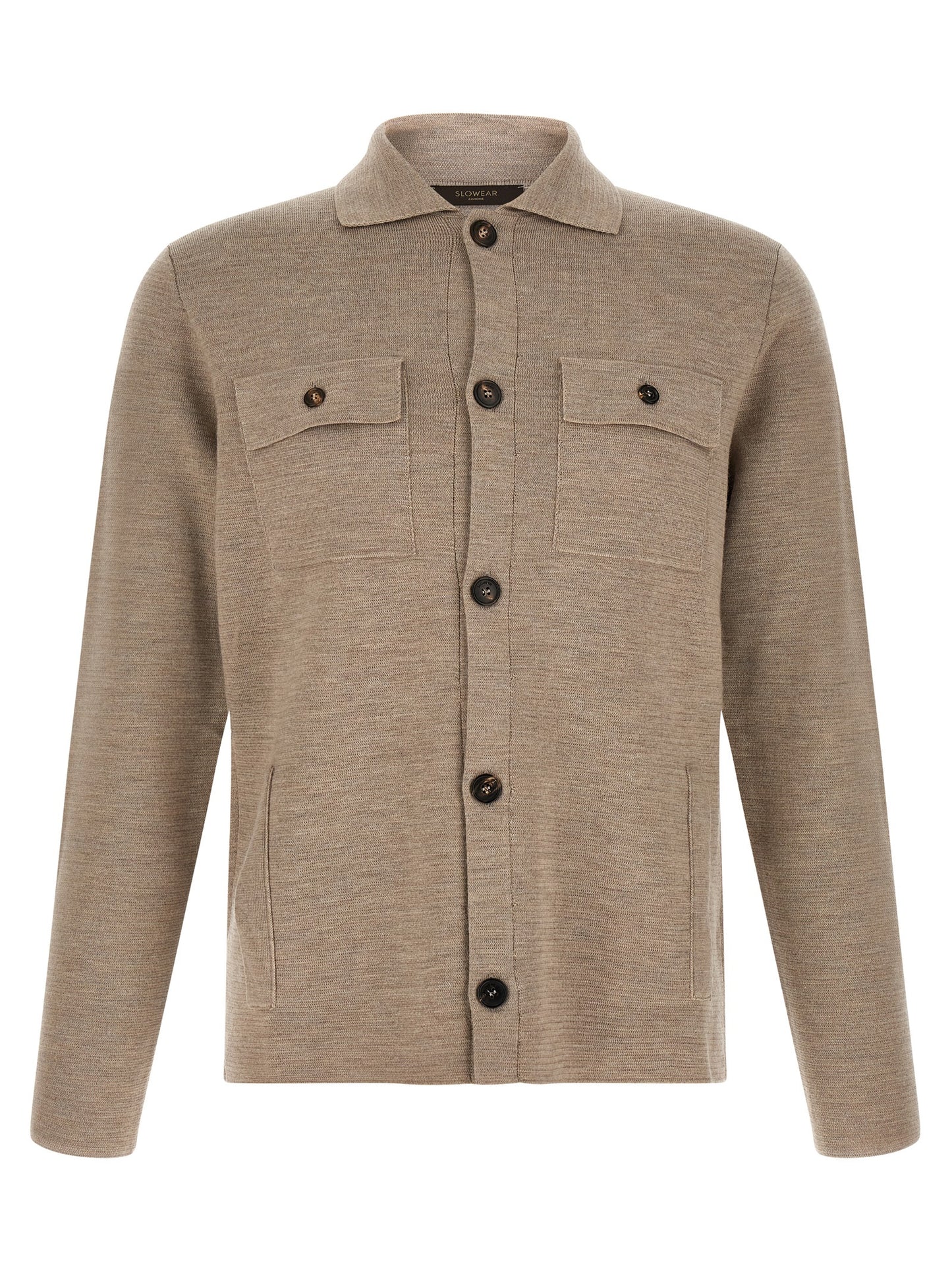 Cardigan by ZANONE for men in virgin wool beige features an impeccable silhouette, showcasing a sophisticated shirt-collar neckline and detail for a truly impeccable finish.