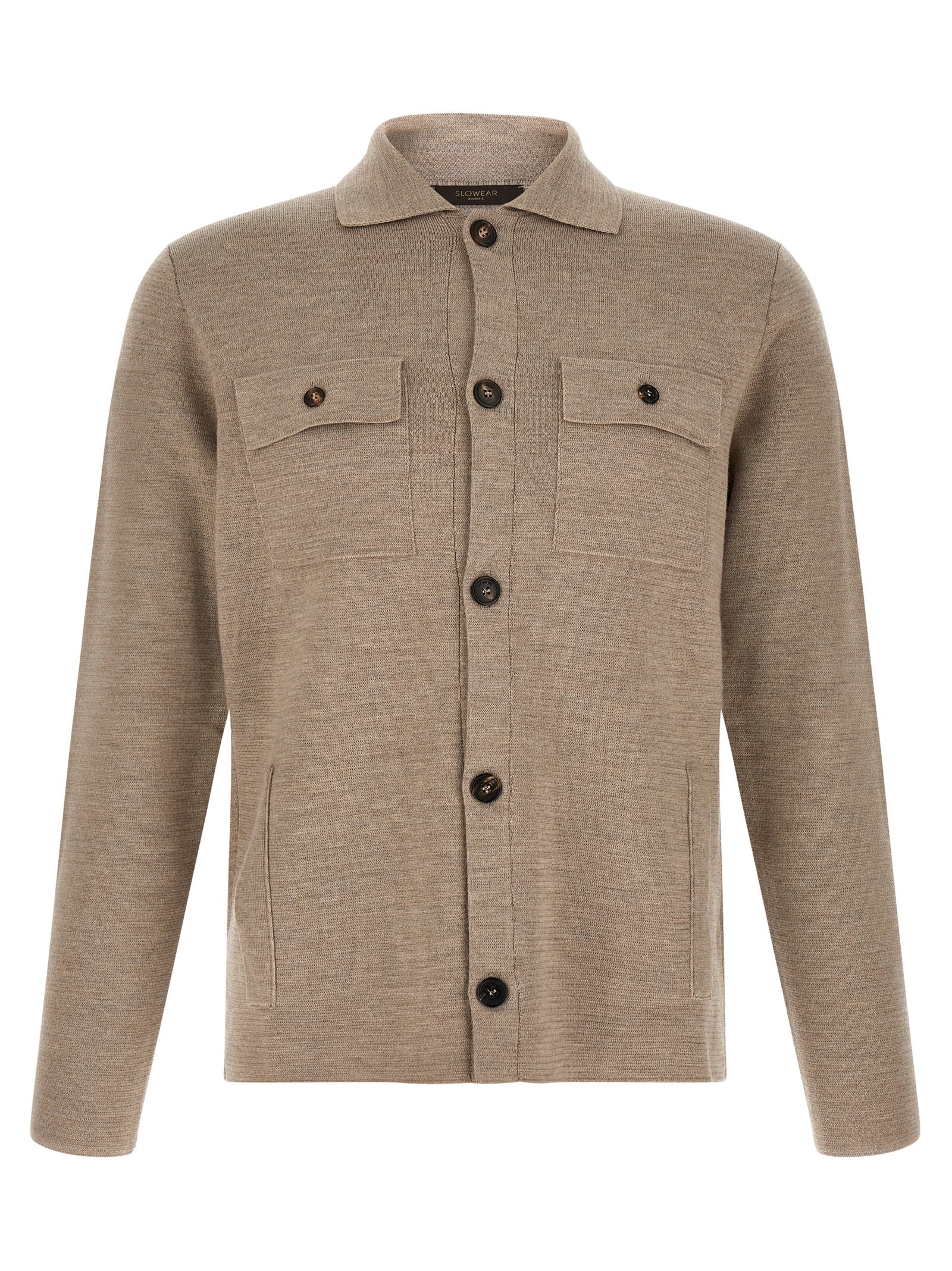 Cardigan by ZANONE for men in virgin wool beige features an impeccable silhouette, showcasing a sophisticated shirt-collar neckline and detail for a truly impeccable finish.