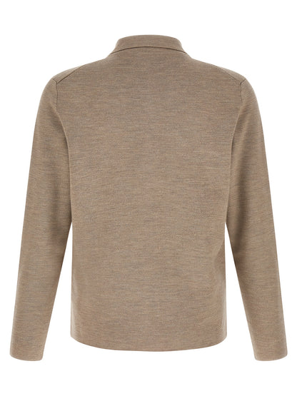 Cardigan by ZANONE for men in virgin wool beige features an crisp silhouette, showcasing a sophisticated shirt-collar neckline and detail for a truly crisp finish.