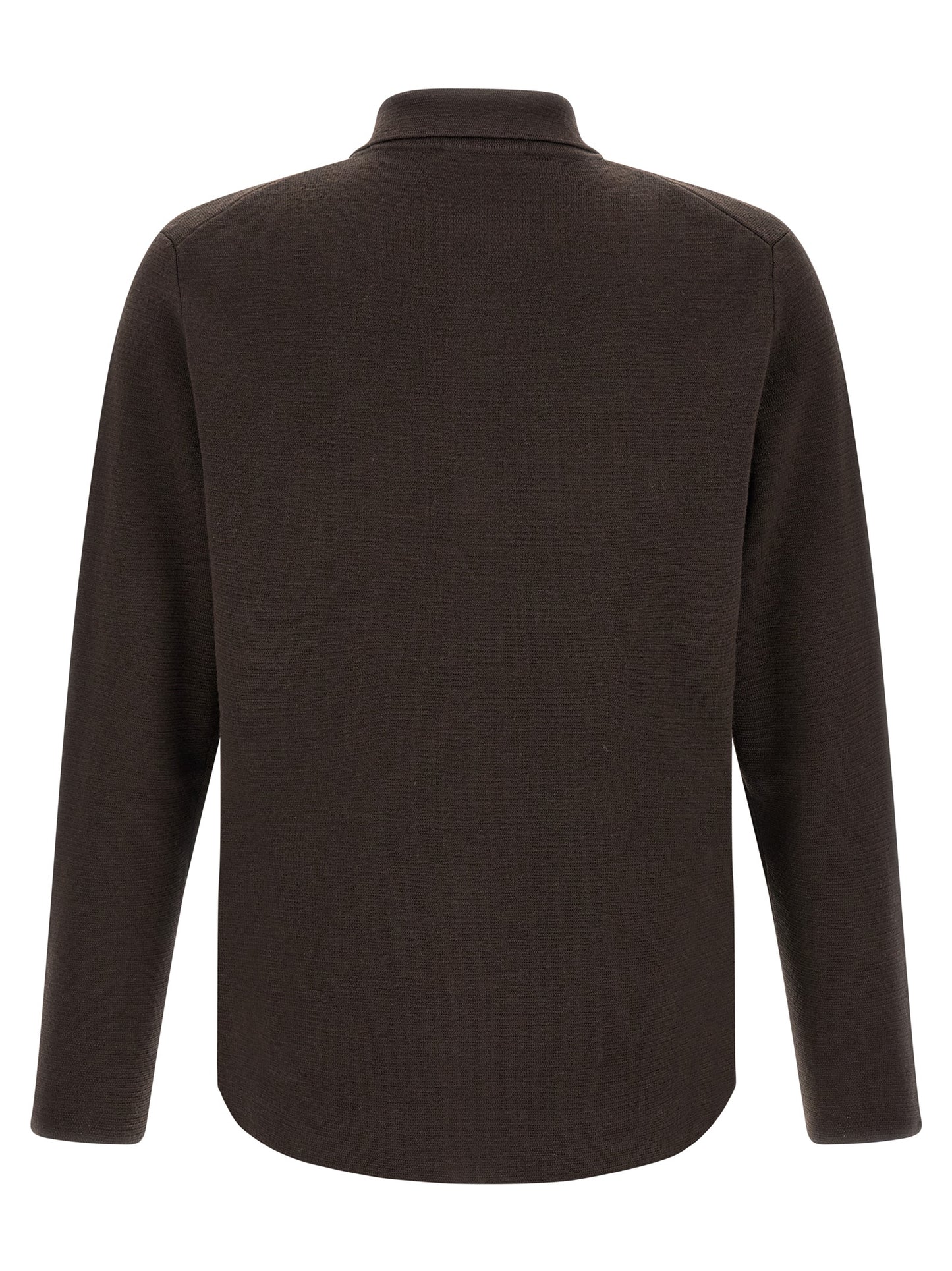 Cardigan by ZANONE for men in virgin wool brown & horn features an impeccable silhouette, showcasing a sophisticated shirt-collar neckline and detail for a truly impeccable finish.