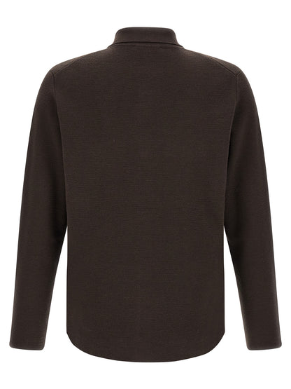 Cardigan by ZANONE for men in virgin wool brown & horn features an impeccable silhouette, showcasing a sophisticated shirt-collar neckline and detail for a truly impeccable finish.