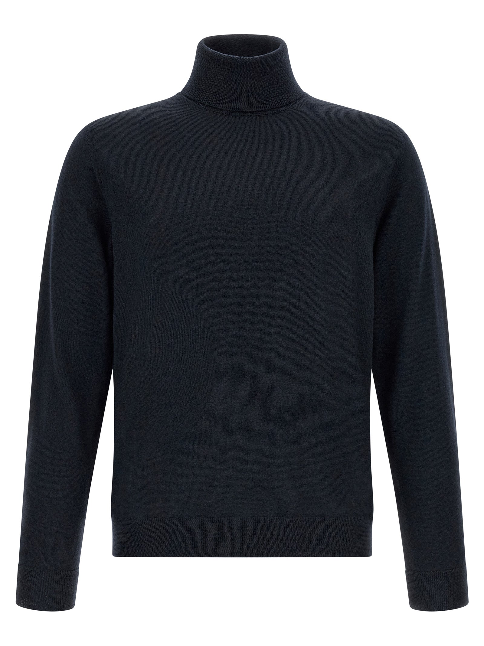 Cardigan by ZANONE for men in virgin wool dark-blue features a nuanced silhouette with a refined high-neck neckline and nuanced detailing for a sophisticated look.