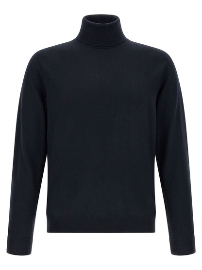 Cardigan by ZANONE for men in virgin wool dark-blue features a nuanced silhouette with a refined high-neck neckline and nuanced detailing for a sophisticated look.