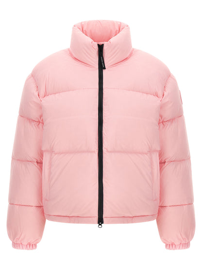 Puffer Jacket by Canada Goose for women in polyamide multicolor & pink features a dramatic silhouette, showcasing a sophisticated high-neck neckline and distinctive thermal & insulated for a dramatic aesthetic.
