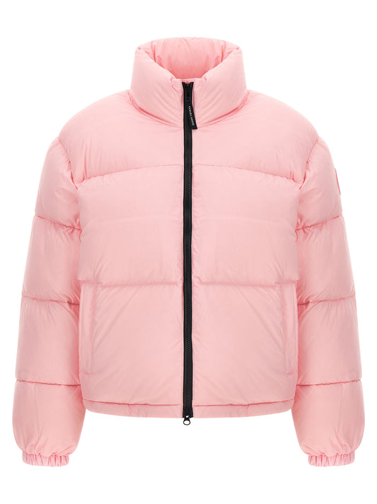 Puffer Jacket by Canada Goose for women in polyamide multicolor & pink features a dramatic silhouette, showcasing a sophisticated high-neck neckline and distinctive thermal & insulated for a dramatic aesthetic.