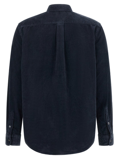 Blouse by Polo Ralph Lauren for women in cotton corduroy navy, red & signature showcases a sharp silhouette, elegantly detailed with a sharp and sharp .