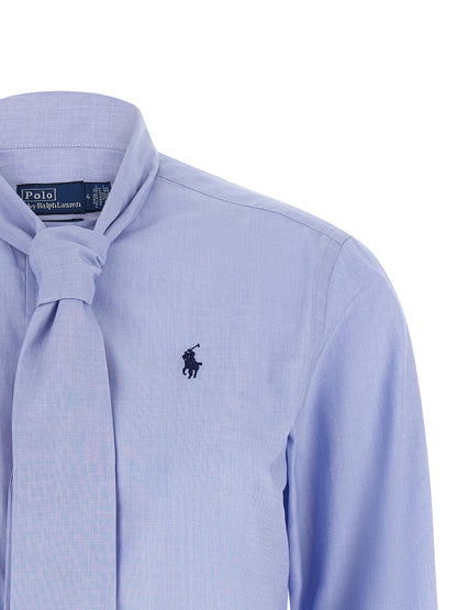 Polo Ralph Lauren Pony Women's Long-Sleeve Cotton Blouse - Light Blue