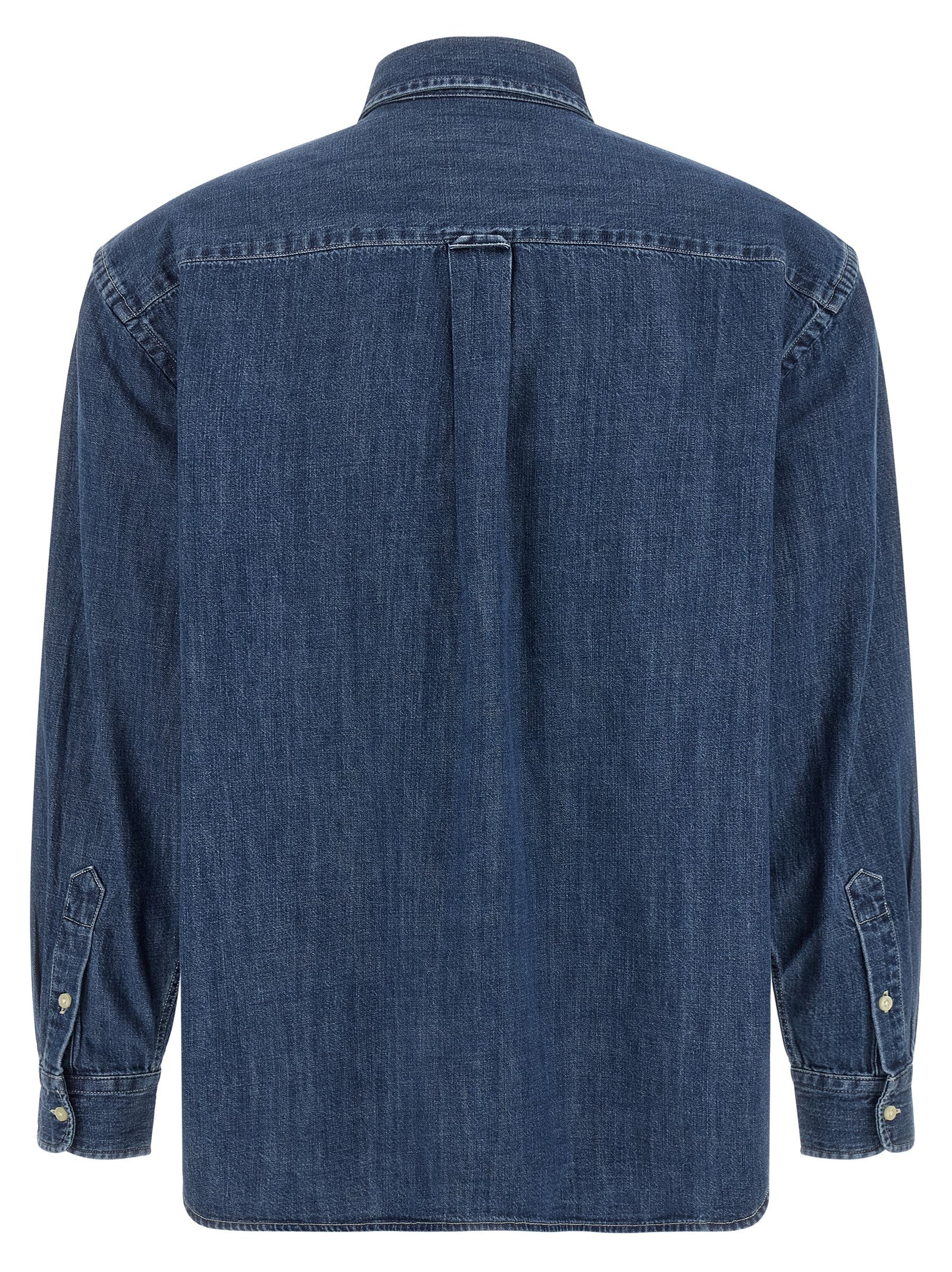 Blouse by Polo Ralph Lauren for women in denim cotton blue presents a discerning silhouette, showcasing a sophisticated and for a truly discerning finish.
