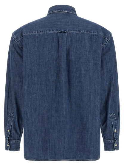 Blouse by Polo Ralph Lauren for women in denim cotton blue presents a discerning silhouette, showcasing a sophisticated and for a truly discerning finish.