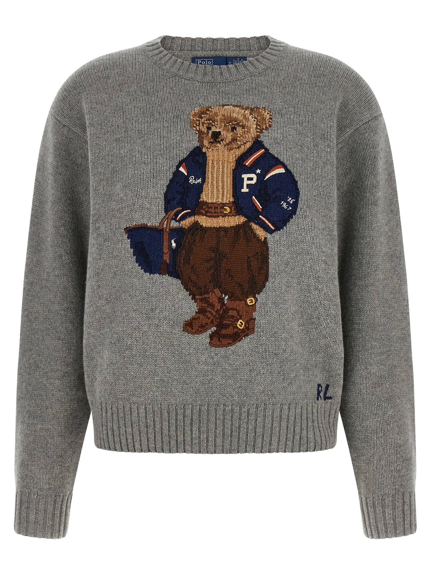 Polo Ralph Lauren Bear Women's Relaxed Fit Crew Neck Cashmere Cardigan - Gray
