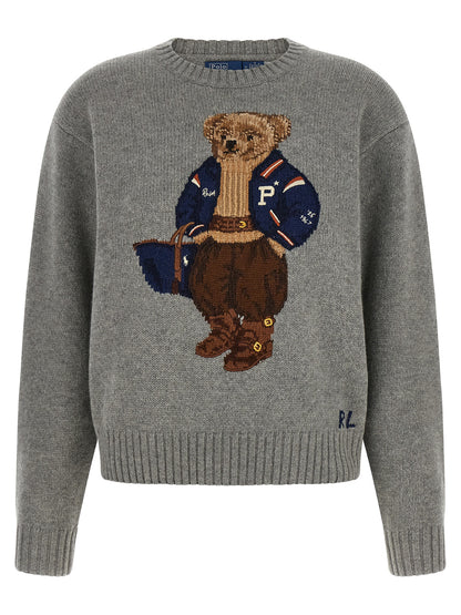 Polo Ralph Lauren Bear Women's Relaxed Fit Crew Neck Cashmere Cardigan - Gray