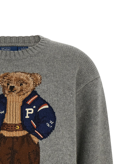 Polo Ralph Lauren Bear Women's Relaxed Fit Crew Neck Cashmere Cardigan - Gray