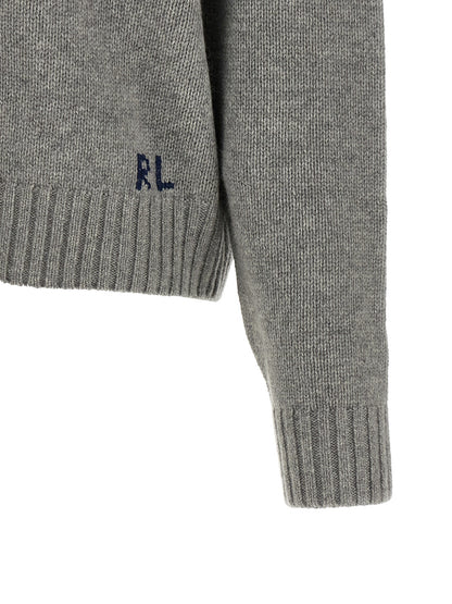 Polo Ralph Lauren Bear Women's Relaxed Fit Crew Neck Cashmere Cardigan - Gray