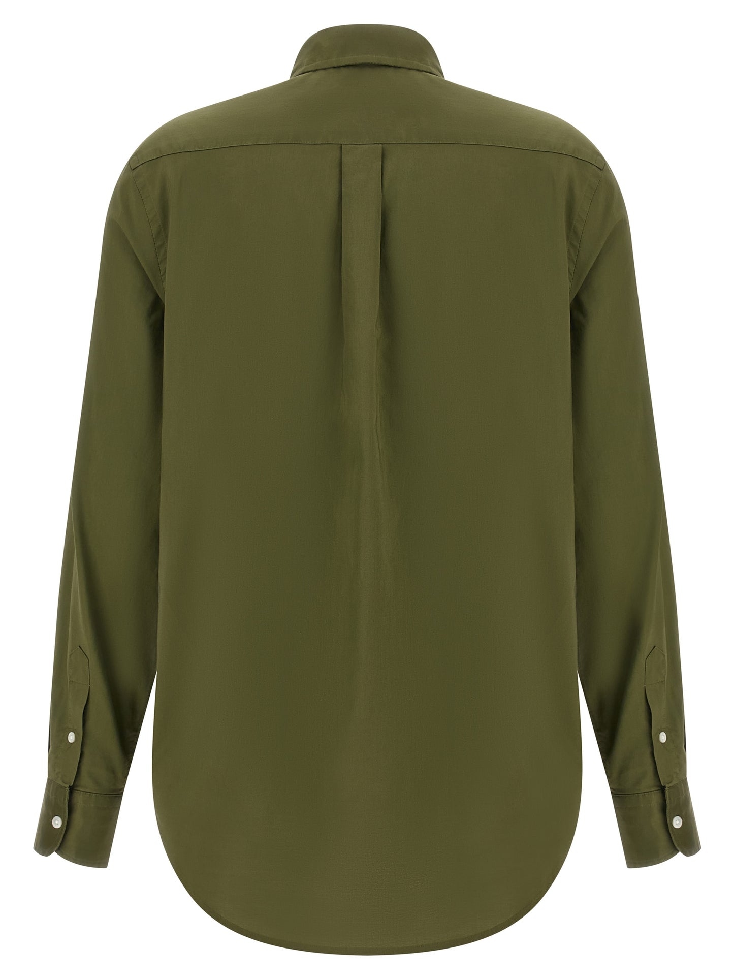 Blouse by Polo Ralph Lauren for women in horse leather & cotton bicolour, green & olive features an polished silhouette, showcasing a sophisticated and detail for a truly polished finish.