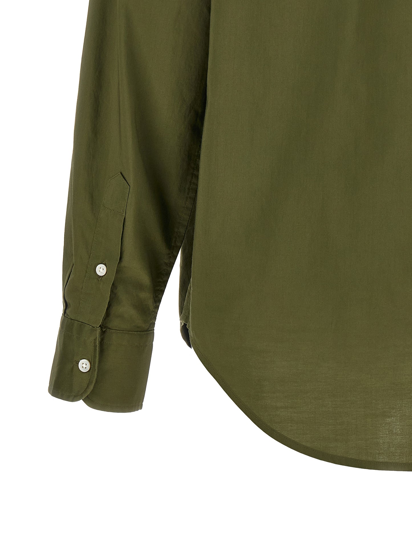 Blouse by Polo Ralph Lauren for women in horse leather & cotton bicolour, green & olive presents a discerning silhouette, showcasing a sophisticated and for a truly discerning finish.