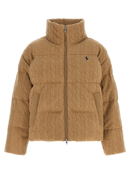 Puffer Jacket by Polo Ralph Lauren for women in cashmere beige & patterned features a city-ready silhouette, detailed with pockets & insulated and a city-ready high-neck neckline.