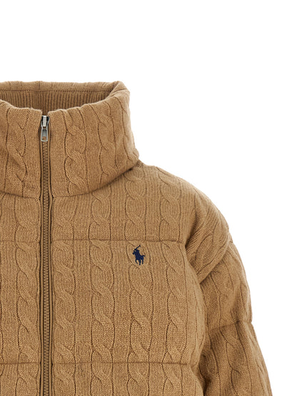 Puffer Jacket by Polo Ralph Lauren for women in cashmere beige & patterned showcases a bohemian silhouette, artfully detailed with a bohemian high-neck neckline and signature pockets & insulated for a truly bohemian finish.
