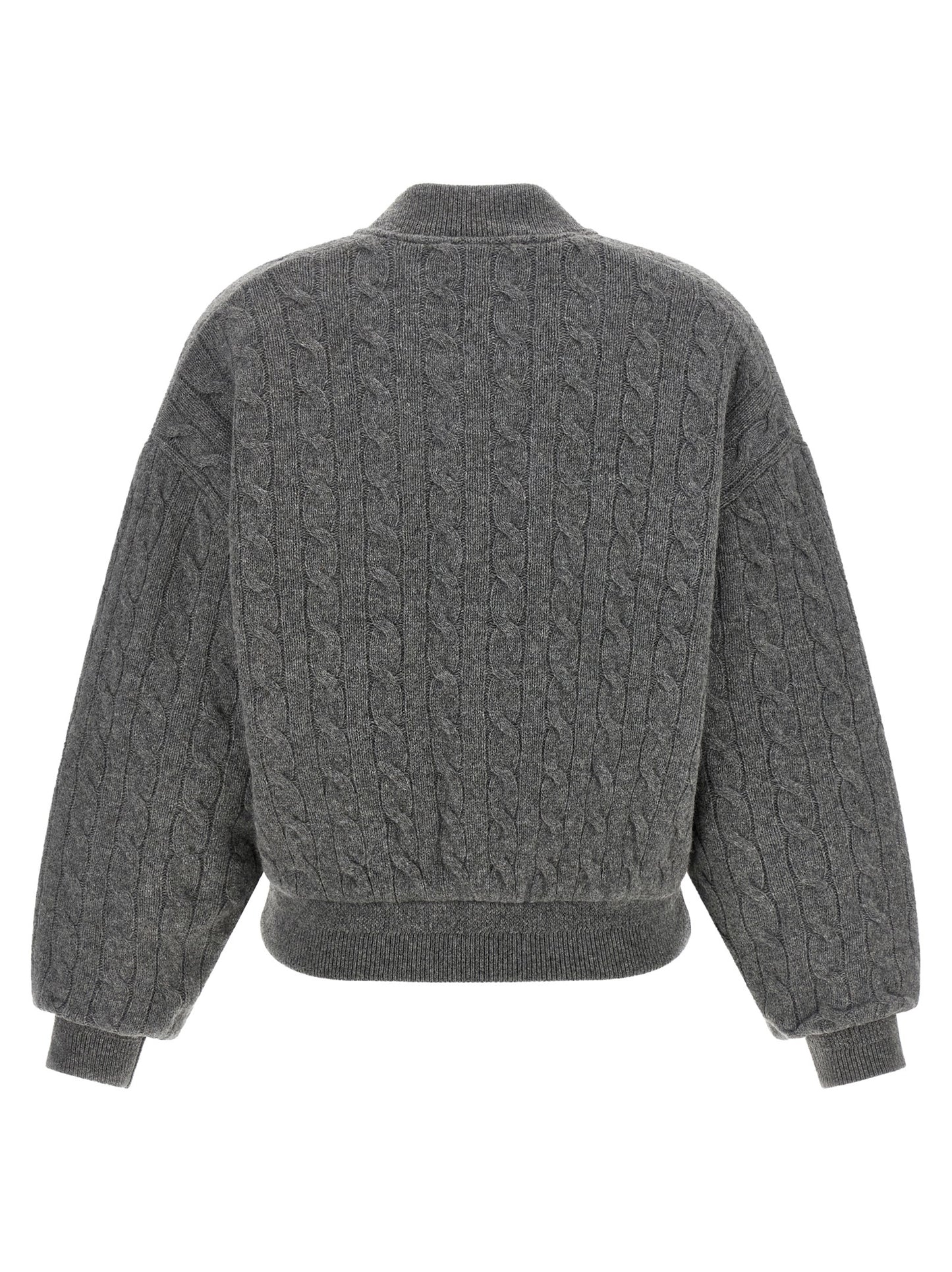 Bomber Jacket by Polo Ralph Lauren for women in cashmere gray features an on trend silhouette, showcasing refined pockets and a sophisticated for a truly on trend finish.
