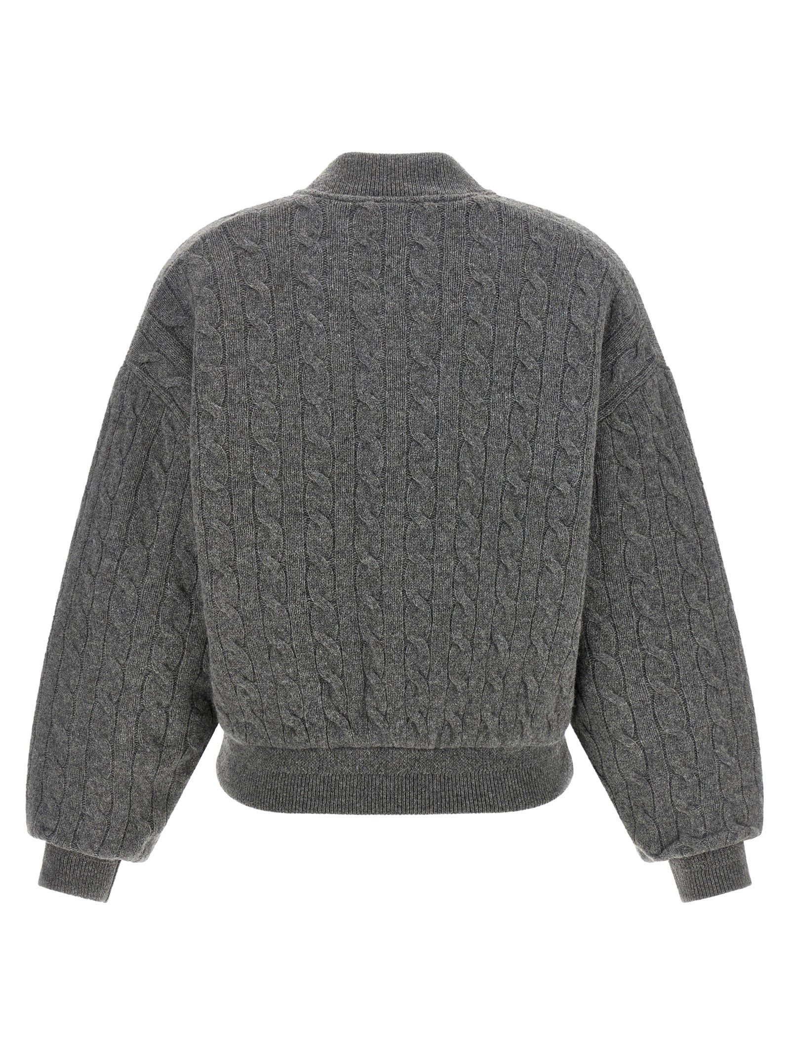 Bomber Jacket by Polo Ralph Lauren for women in cashmere gray features an on trend silhouette, showcasing refined pockets and a sophisticated for a truly on trend finish.