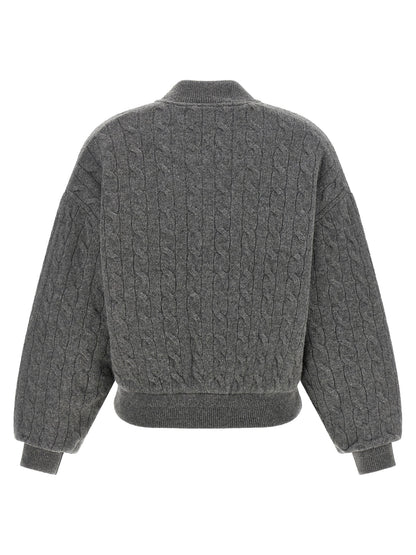 Bomber Jacket by Polo Ralph Lauren for women in cashmere gray features an on trend silhouette, showcasing refined pockets and a sophisticated for a truly on trend finish.