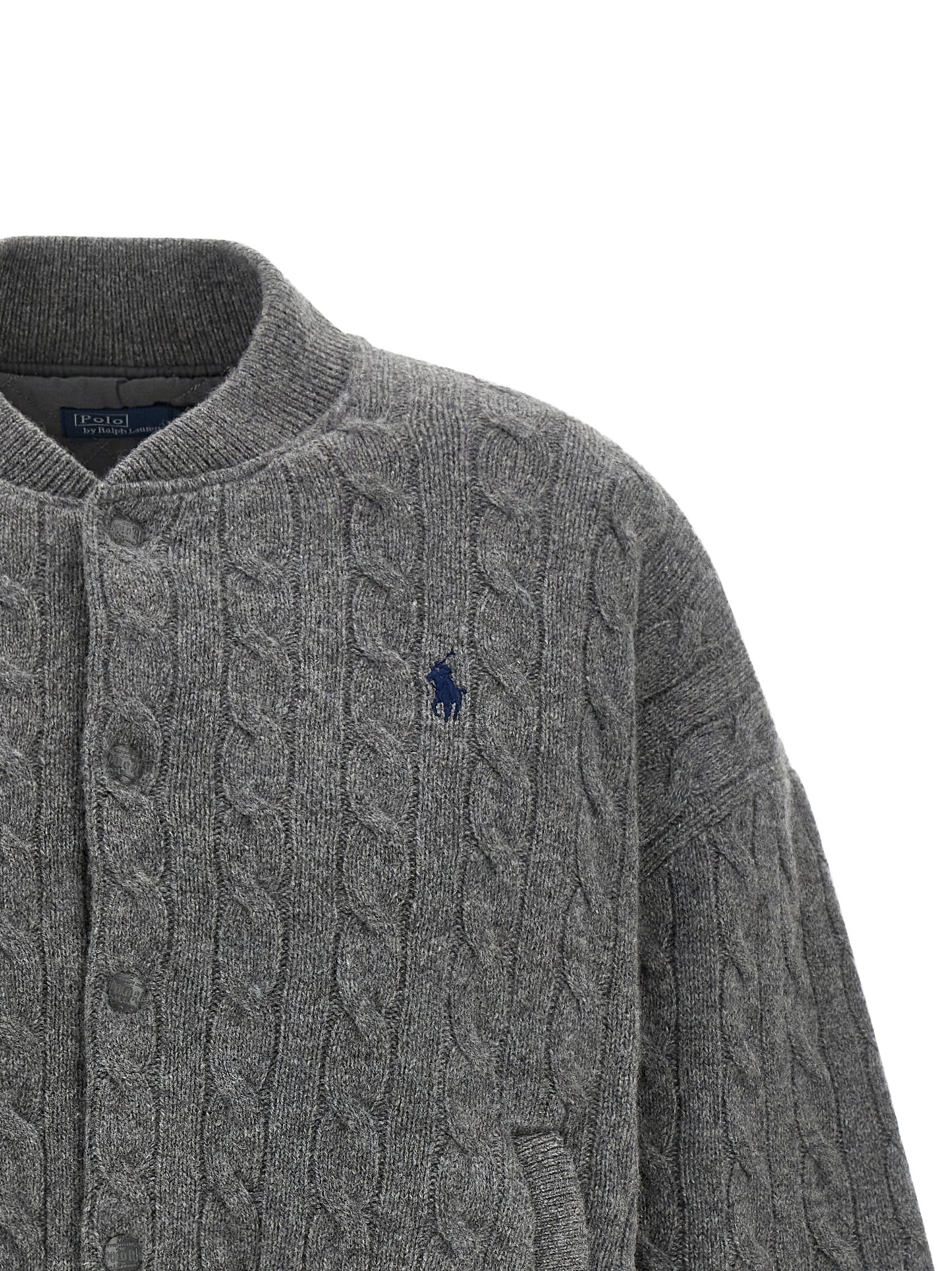 This Bomber Jacket by Polo Ralph Lauren for women in cashmere gray exhibits a edgy silhouette, meticulously detailed with functional pockets and a edgy for a edgy finish.