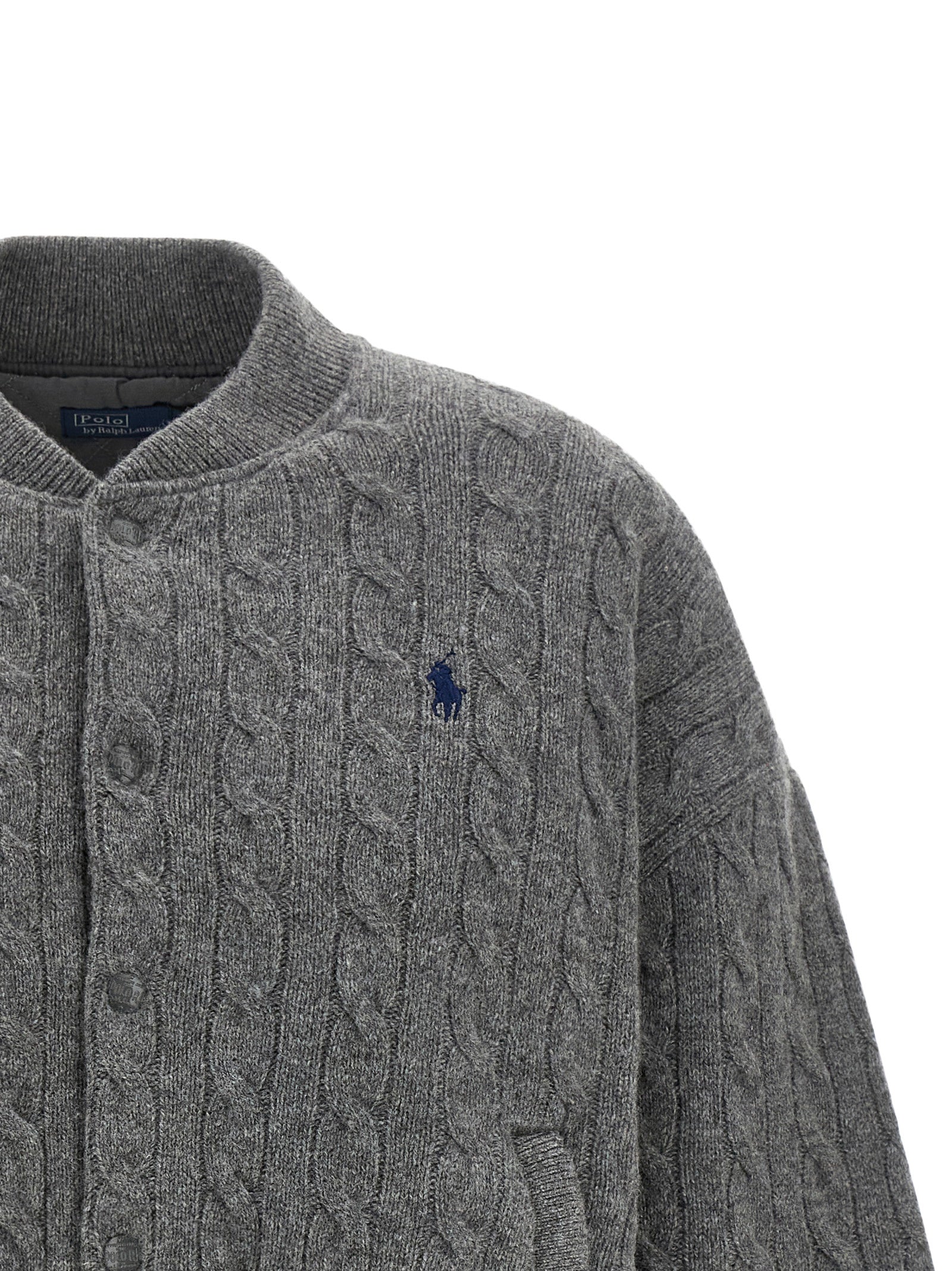 This Bomber Jacket by Polo Ralph Lauren for women in cashmere gray exhibits a edgy silhouette, meticulously detailed with functional pockets and a edgy for a edgy finish.