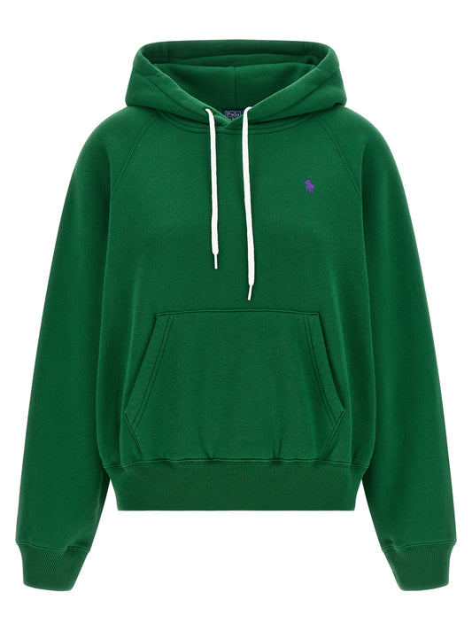 Sweatshirt Hoodie by Polo Ralph Lauren for women in cotton polyester bicolour & green showcases a city-ready silhouette, artfully detailed with a signature hooded neckline and for a city-ready finish.