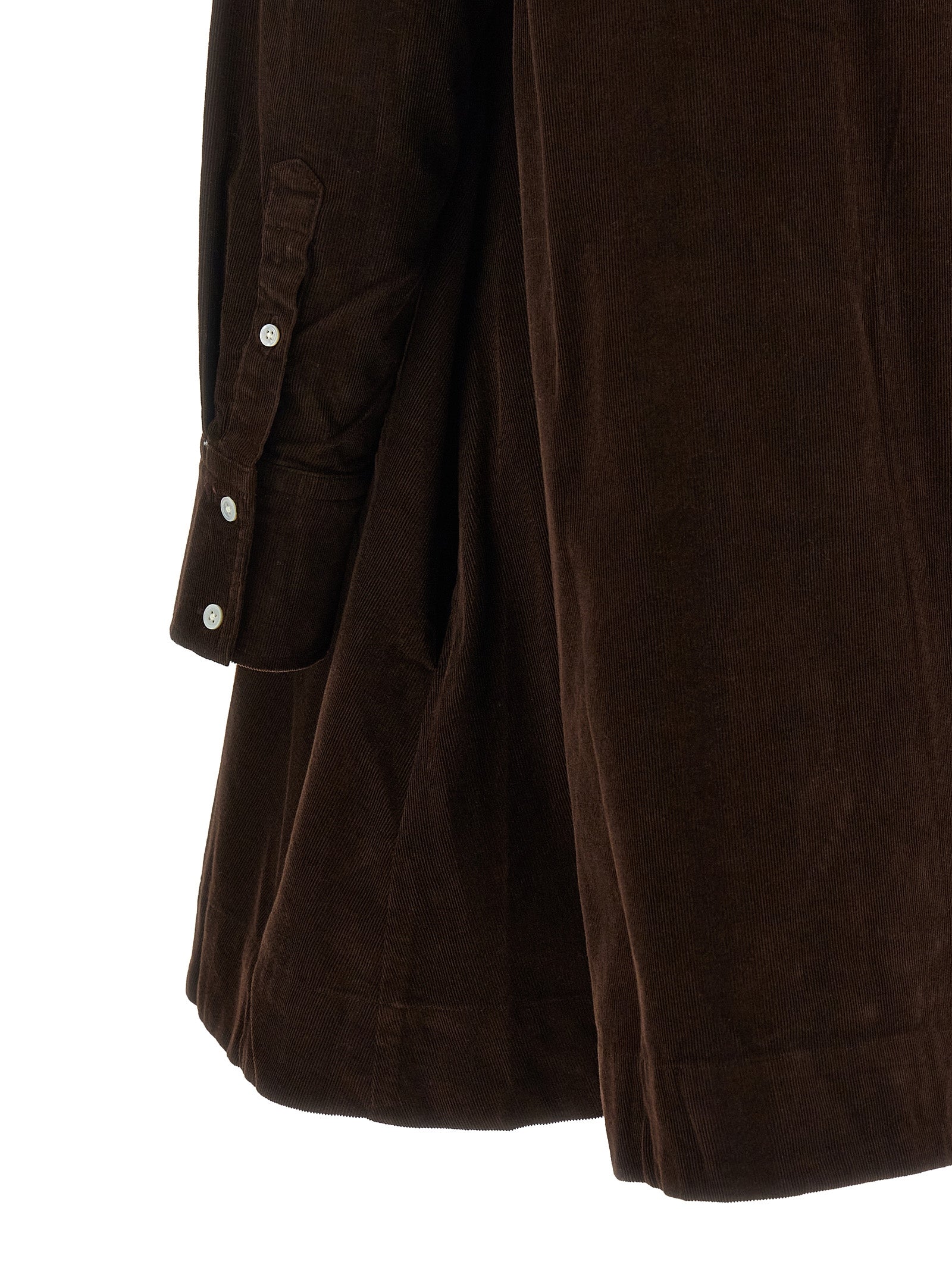 Dress by Polo Ralph Lauren for women in cotton corduroy brown features an sultry silhouette defined by a and , falling to an sultry short mini for a sultry look.